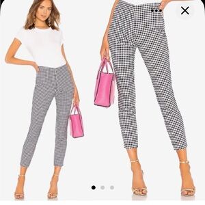 rag & bone Black and White Gingham Cropped Ankle Pants with Slim Fit